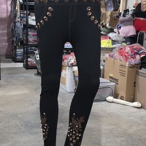 Embellished Black Leggings